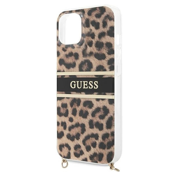 Guess GUHCP13SKBCLE iPhone 13 mini Leopard hardcase Gold Strap