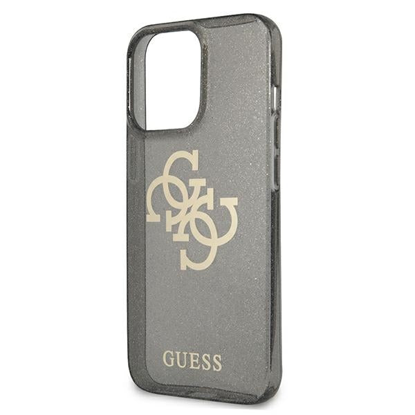 Guess GUHCP13LPCUGL4GBK iPhone 13 Pro black hard case Glitter 4G Big Logo