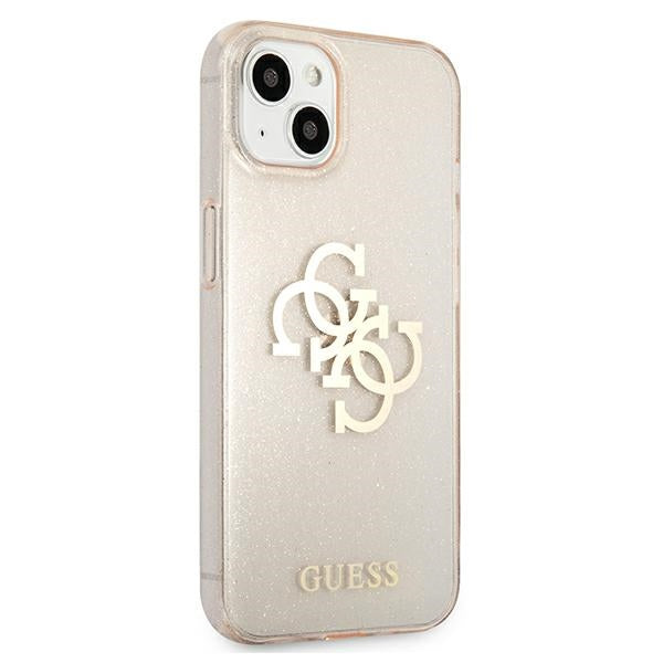 Guess GUHCP13SPCUGL4GGO iPhone 13 mini Gold hard case Glitter 4G Big Logo