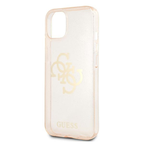 Guess GUHCP13SPCUGL4GGO iPhone 13 mini Gold hard case Glitter 4G Big Logo