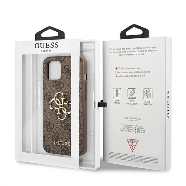 Guess GUHCP13S4GMGBR iPhone 13 mini brown hardcase 4G Big Metal Logo