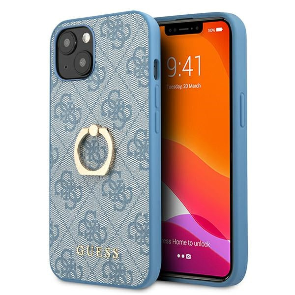 Guess GUHCP13S4GMRBL iPhone 13 mini blue hardcase 4G with ring stand