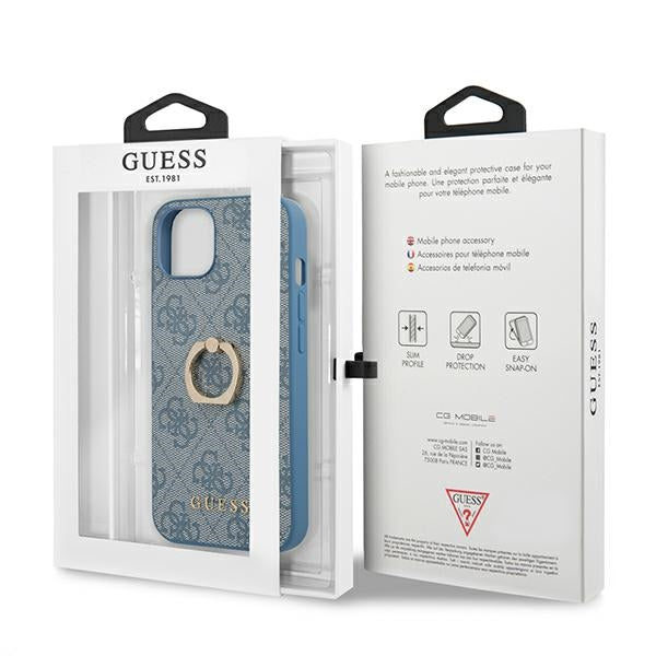 Guess GUHCP13S4GMRBL iPhone 13 mini blue hardcase 4G with ring stand