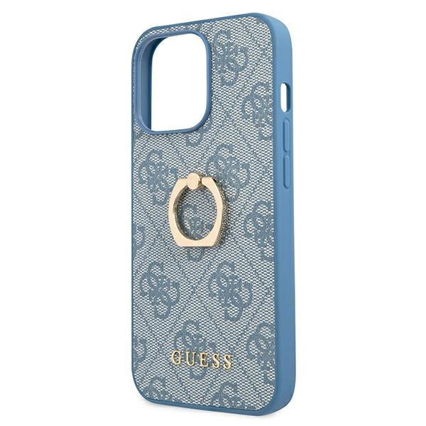 Guess GUHCP13L4GMRBL iPhone 13 Pro blue hardcase 4G with ring stand