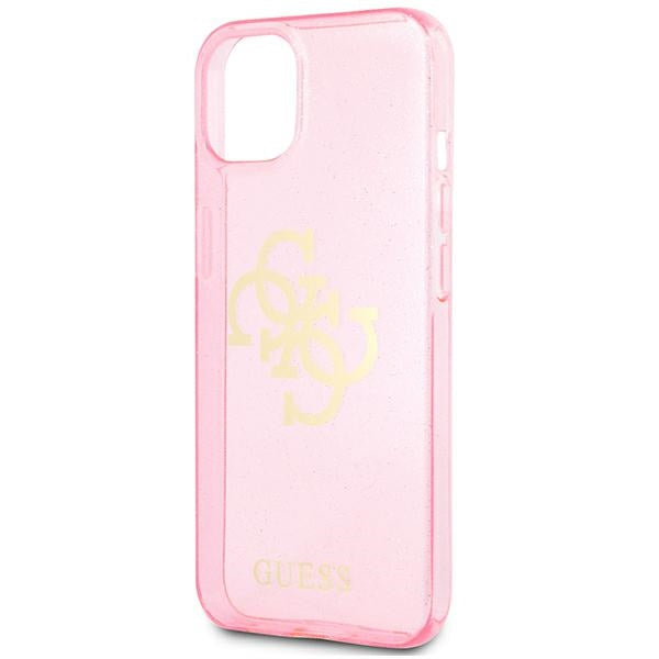 Guess GUHCP13SPCUGL4GPI iPhone 13 mini pink hard case Glitter 4G Big Logo