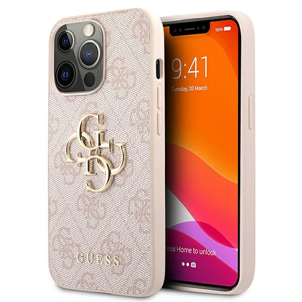 Guess GUHCP13L4GMGPI iPhone 13 Pro pink hardcase 4G Big Metal Logo