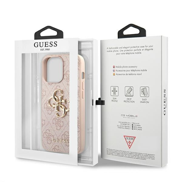 Guess GUHCP13L4GMGPI iPhone 13 Pro pink hardcase 4G Big Metal Logo