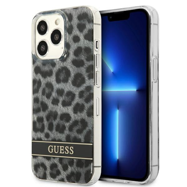 Guess GUHCP13LHSLEOK iPhone 13 Pro grey hardcase Leopard