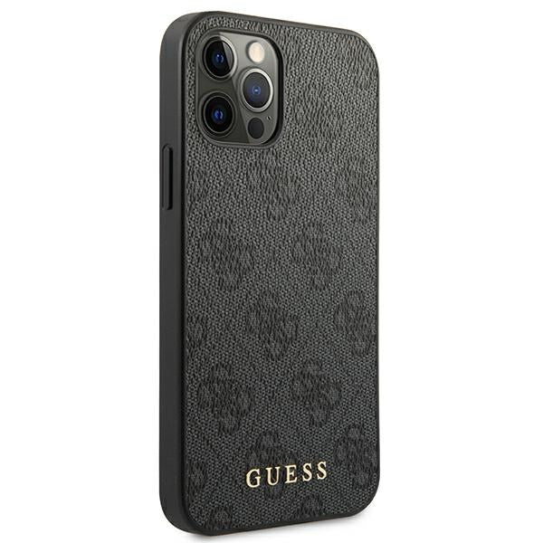 Guess GUHCP12MG4GFGR iPhone 12 / 12 Pro Grey hard case 4G Metal Gold Logo