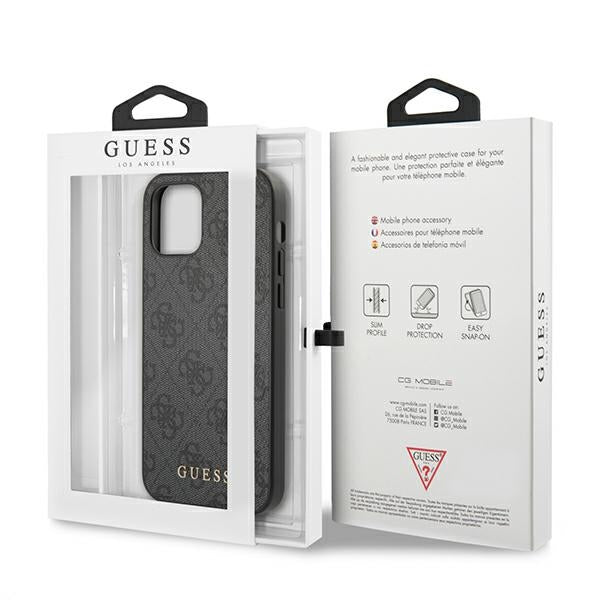 Guess GUHCP12MG4GFGR iPhone 12 / 12 Pro Grey hard case 4G Metal Gold Logo