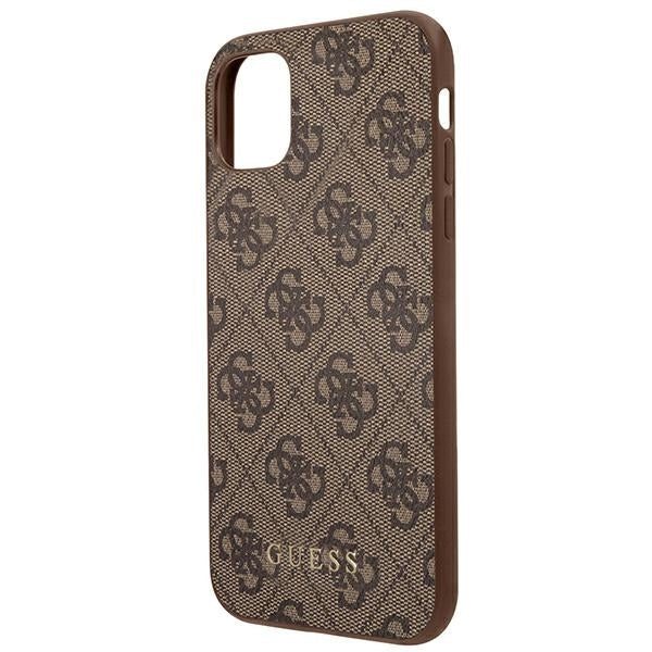 Guess GUHCN61G4GFBR iPhone 11 / Xr brown hard case 4G Metal Gold Logo