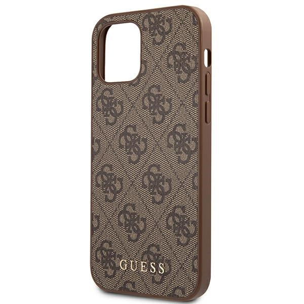 Guess GUHCP12MG4GFBR iPhone 12 / 12 Pro brown hard case 4G Metal Gold Logo