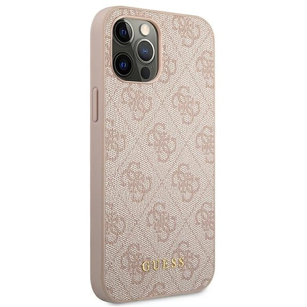 Guess GUHCP12MG4GFPI iPhone 12 / 12 Pro Pink hard case 4G Metal Gold Logo