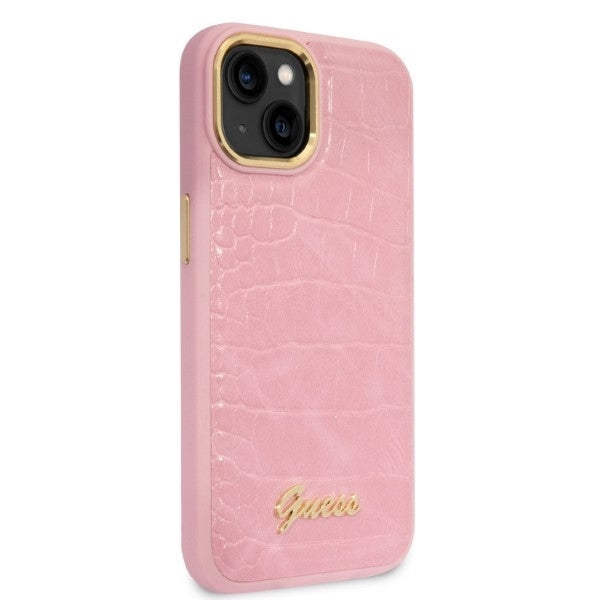 Guess GUHCP14MHGCRHP iPhone 14 Plus pink hardcase Croco Collection