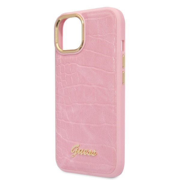 Guess GUHCP14MHGCRHP iPhone 14 Plus pink hardcase Croco Collection