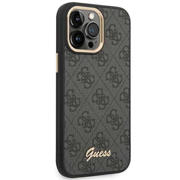 Guess GUHCP14XHG4SHK iPhone 14 Pro Max black hard case 4G Vintage Gold Logo