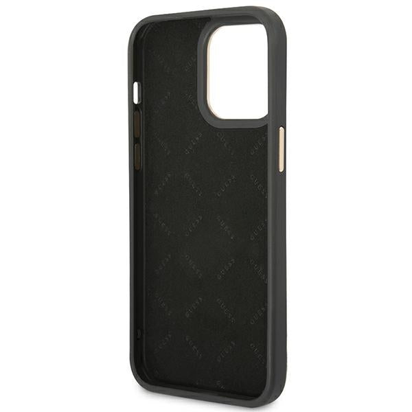 Guess GUHCP14XHG4SHK iPhone 14 Pro Max black hard case 4G Vintage Gold Logo