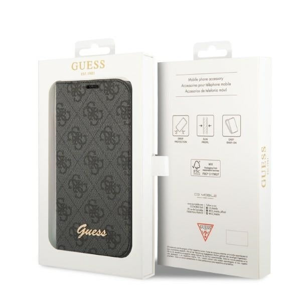 Guess GUBKP14MHG4SHK iPhone 14 Plus / 15 Plus black book 4G Vintage Gold Logo