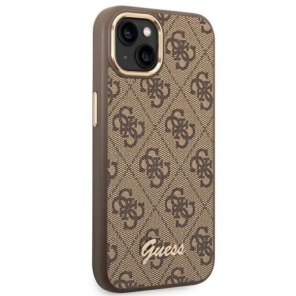 Guess GUHCP14SHG4SHW iPhone 14 / 15 / 13 Brown hard case 4G Vintage PinkLogo