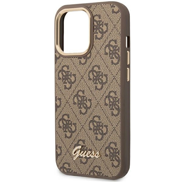 Guess GUHCP14XHG4SHW iPhone 14 Pro Max brown hard case 4G Vintage Gold Logo