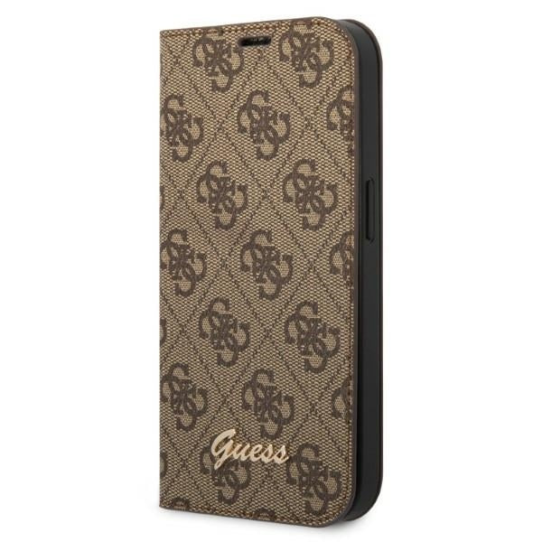 Guess GUBKP14MHG4SHW iPhone 14 Plus / 15 Plus brown book 4G Vintage Gold Logo