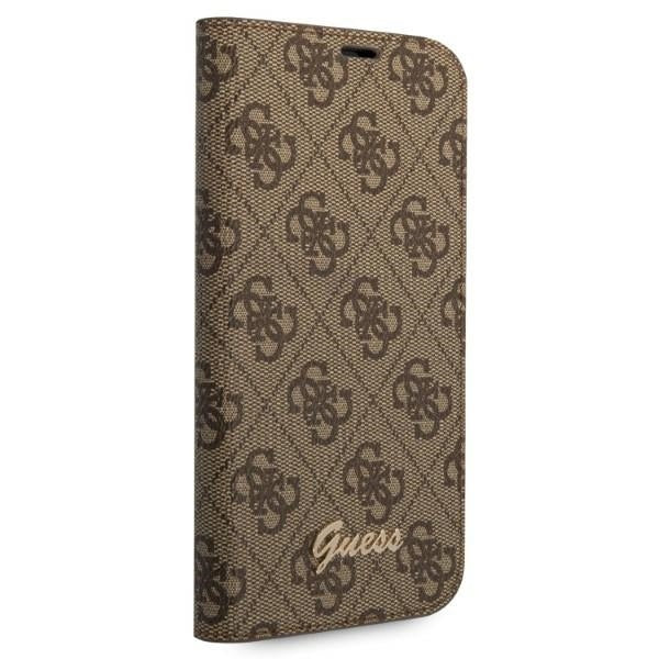 Guess GUBKP14MHG4SHW iPhone 14 Plus / 15 Plus brown book 4G Vintage Gold Logo