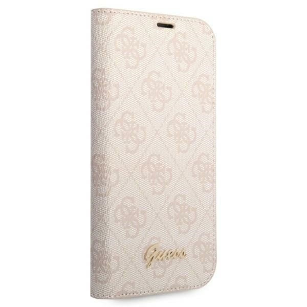 Guess GUBKP14MHG4SHP iPhone 14 Plus / 15 Plus pink book 4G Vintage Gold Logo