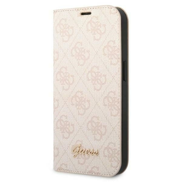 Guess GUBKP14MHG4SHP iPhone 14 Plus / 15 Plus pink book 4G Vintage Gold Logo