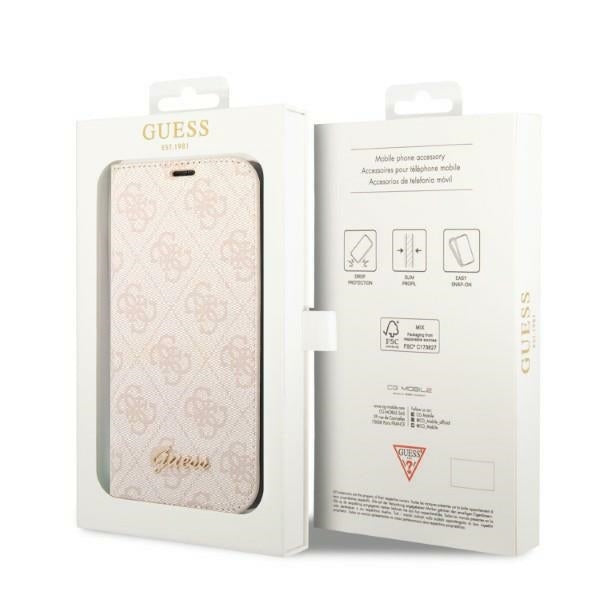 Guess GUBKP14LHG4SHP iPhone 14 Pro pink book 4G Vintage Gold Logo