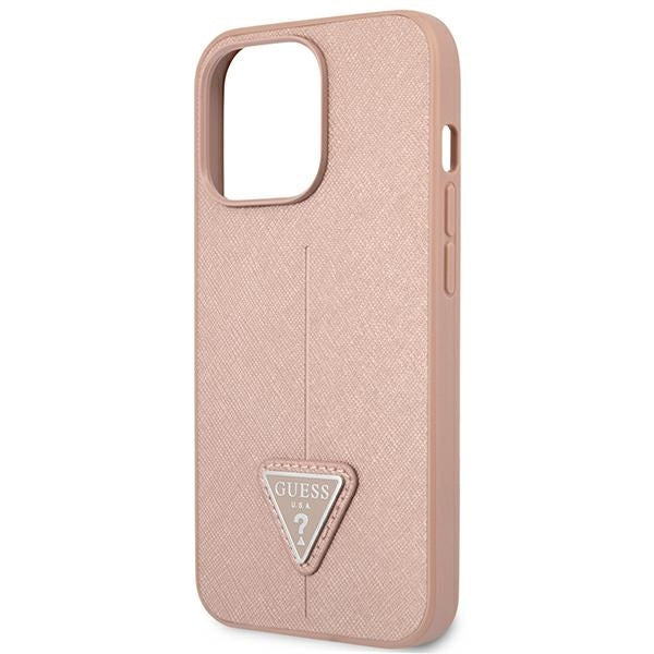 Guess GUHCP14XPSATLP iPhone 14 Pro Max pink hardcase SaffianoTriangle Logo