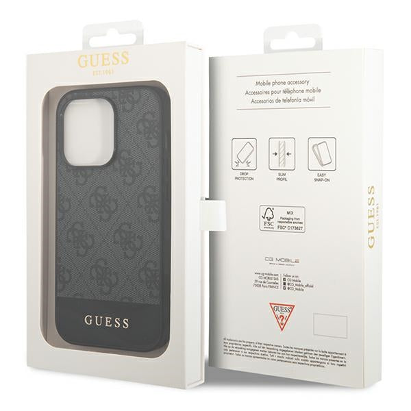 Guess GUHCP14XG4GLGR iPhone 14 Pro Grey hard case 4G Stripe Collection