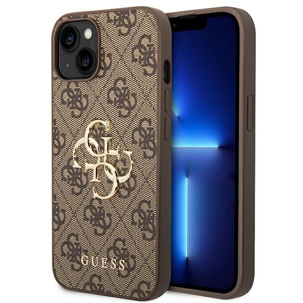 Guess GUHCP14S4GMGBR iPhone 14 / 15 / 13 Brown hardcase 4G Big Metal Logo