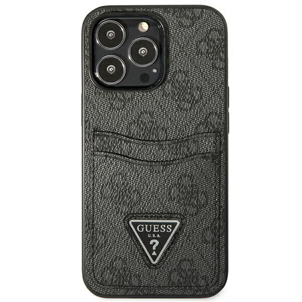 Guess GUHCP13LP4TPK iPhone 13 Pro black hardcase 4G Triangle Logo Cardslot