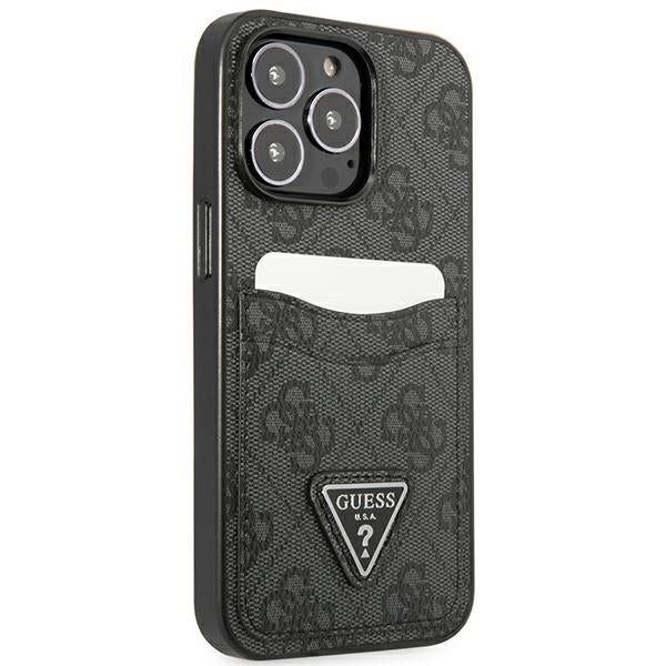 Guess GUHCP13LP4TPK iPhone 13 Pro black hardcase 4G Triangle Logo Cardslot