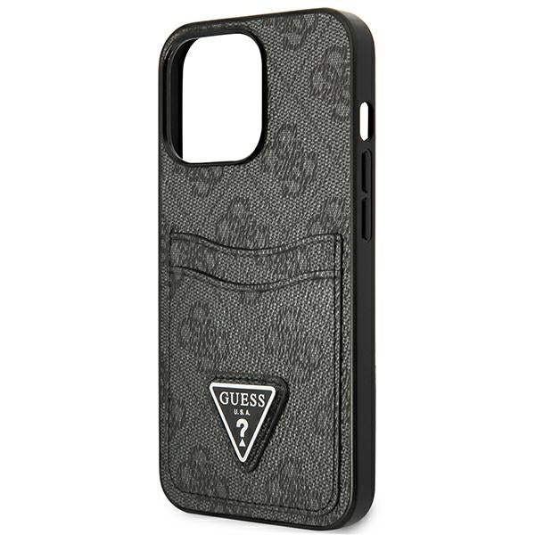 Guess GUHCP13LP4TPK iPhone 13 Pro black hardcase 4G Triangle Logo Cardslot