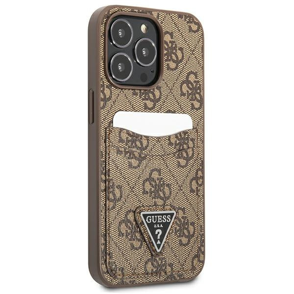 Guess GUHCP13LP4TPW iPhone 13 Pro / 13 brown hardcase 4G Triangle Logo Cardslot