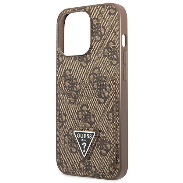 Guess GUHCP13LP4TPW iPhone 13 Pro / 13 brown hardcase 4G Triangle Logo Cardslot