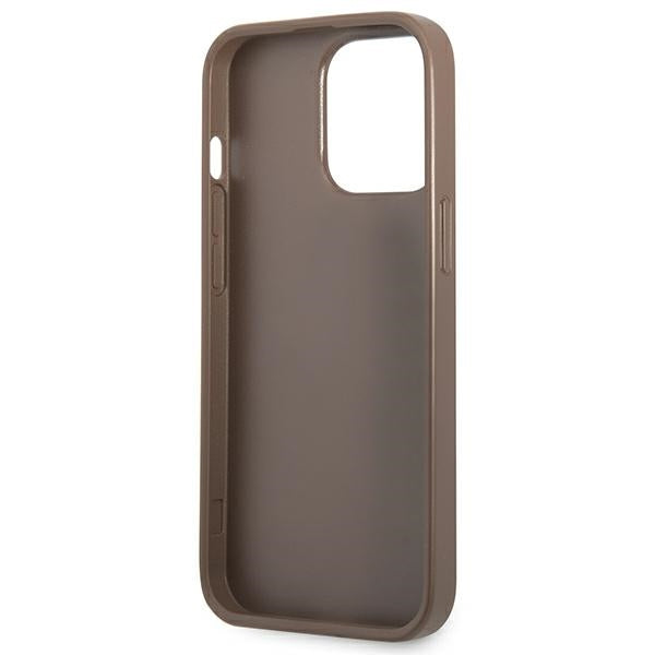 Guess GUHCP13LP4TPW iPhone 13 Pro / 13 brown hardcase 4G Triangle Logo Cardslot