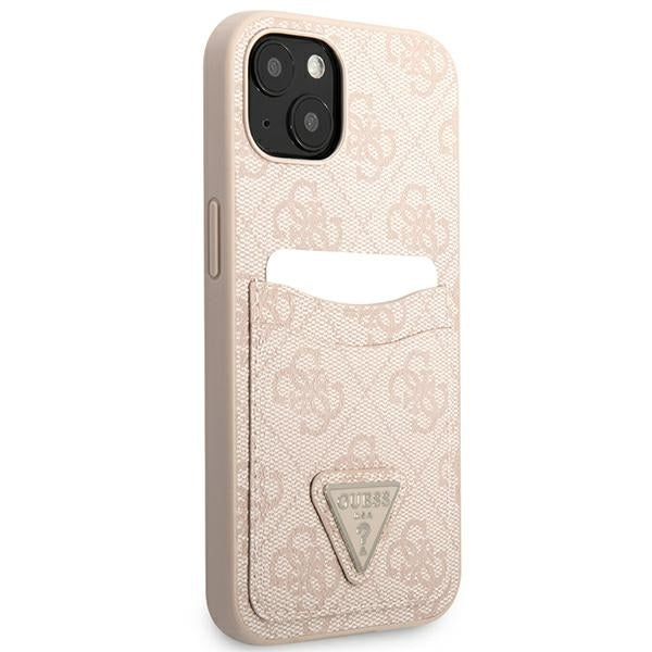Guess GUHCP13MP4TPP iPhone 13 pink hardcase 4G Triangle Logo Cardslot