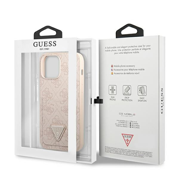 Guess GUHCP13LP4TPP iPhone 13 Pro pink hardcase 4G Triangle Logo Cardslot