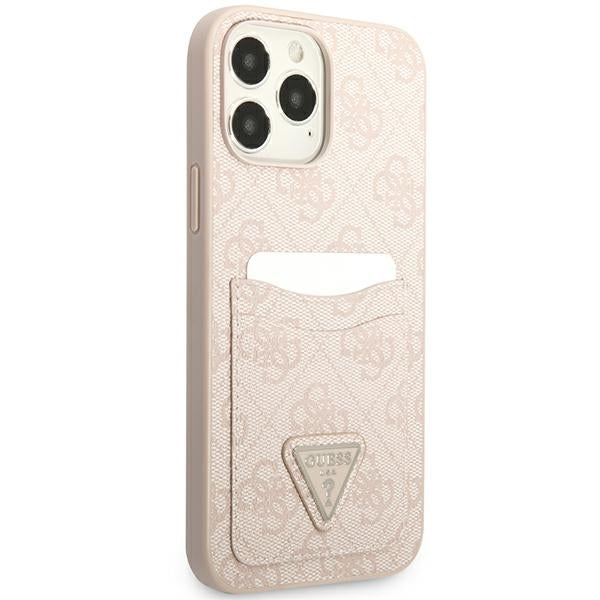 Guess GUHCP13XP4TPP iPhone 13 Pro Max Pink hardcase 4G Triangle Logo Cardslot