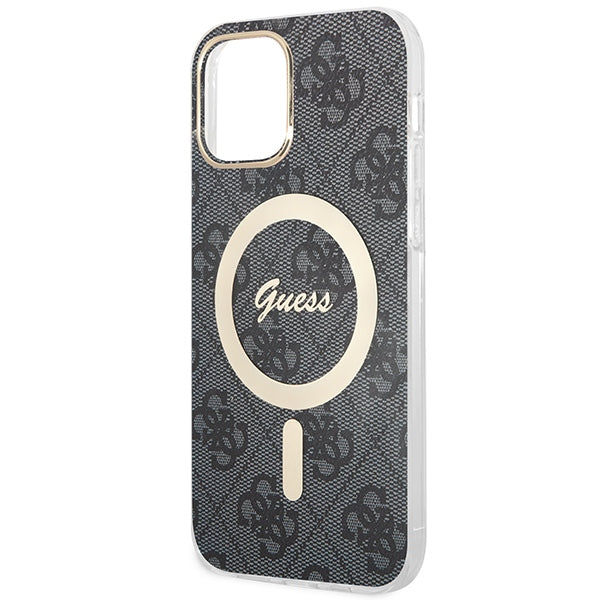 Guess GUBPP12MH4EACSK Case+ Charger iPhone 12/12 Pro black hard case 4G Print MagSafe