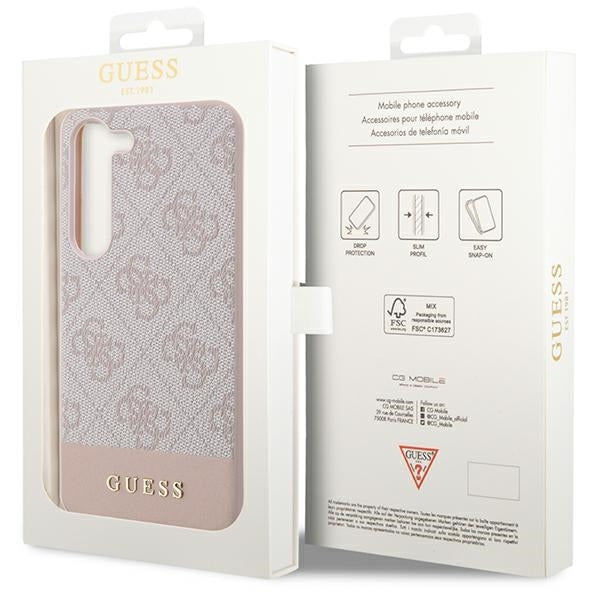 Guess GUHCS23SG4GLPI S23 S911 pink hard case 4G Stripe Collection