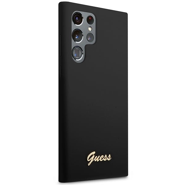 Guess GUHCS23LSLSMK S23 Ultra S918 black hardcase Silicone Vintage Gold Logo