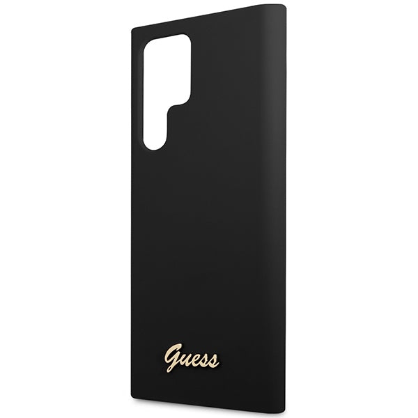 Guess GUHCS23LSLSMK S23 Ultra S918 black hardcase Silicone Vintage Gold Logo