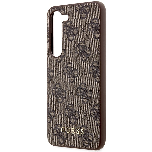 Guess GUHCS23SG4GFBR S23 S911 brown hard case 4G Metal Gold Logo