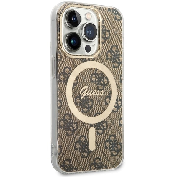 Guess GUHMP14LH4STW iPhone 14 Pro brown hardcase 4G MagSafe