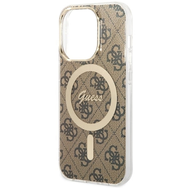 Guess GUHMP14LH4STW iPhone 14 Pro brown hardcase 4G MagSafe