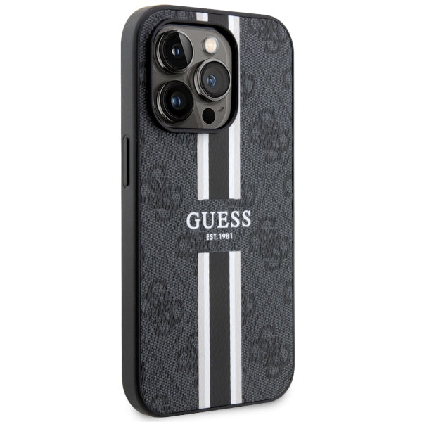 Guess GUHMP14XP4RPSK iPhone 14 Pro Max black hardcase 4G Printed Stripes MagSafe