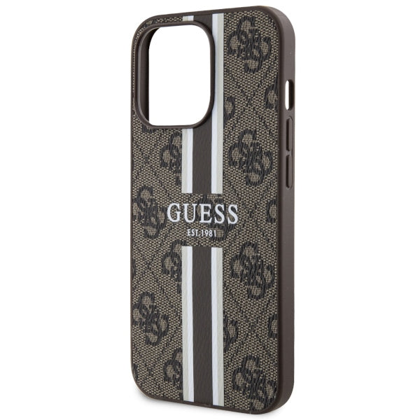 Guess GUHMP13LP4RPSW iPhone 13 Pro brown hardcase 4G Printed Stripes MagSafe